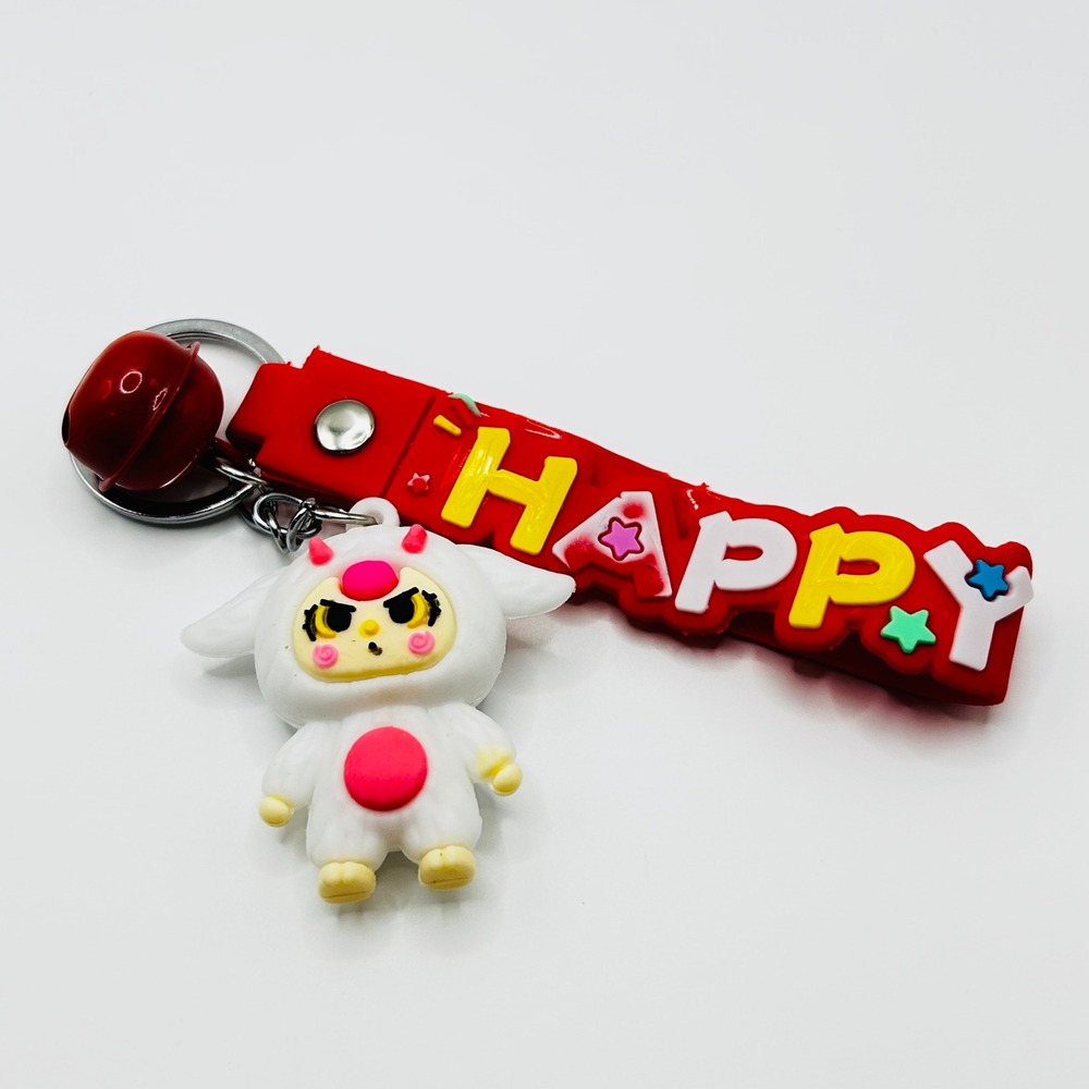 Monster Unbranded Keychain Unisex OS Red Happy Strap Bell Charm
